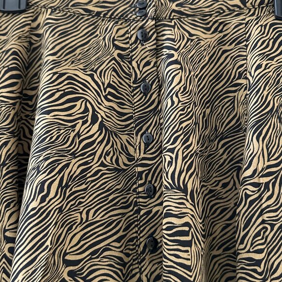 Zebra Print A-Line Button-Front Mini Skirt - Picture 5 of 6